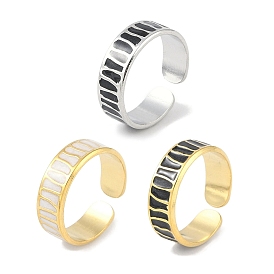 Ion Plating(IP) 304 Stainless Steel Enamel Cuff Finger Rings, Open Rings for Women