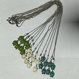 12 piezas 3 colores colgantes de turquesa sintética para ventiladores de techo, extensores de cadena, con la cadena de bola de hierro, tortugas marinas