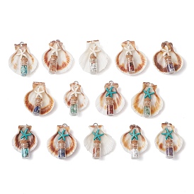 14 шт. 14 стили бусины из натурального морского гребешка со стеклянной банкой стеклянными бутылками каменными подвесками