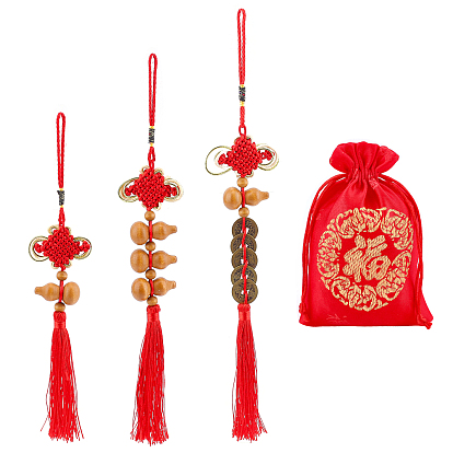 3Pcs 3 Style Polyester Car Pendants, Mix-shaped