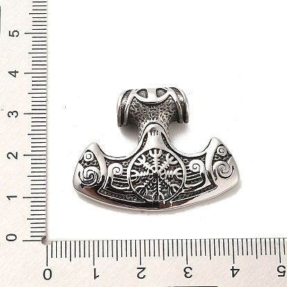 304 Stainless Steel Pendants, Thor's Hammer and Viking Symbol Charms