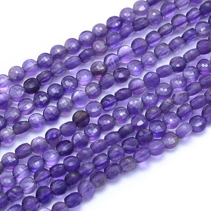 Natürlichen Amethyst Perlen Stränge, facettiert, Flachrund