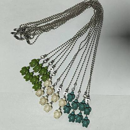 12 piezas 3 colores colgantes de turquesa sintética para ventiladores de techo, extensores de cadena, con la cadena de bola de hierro, tortugas marinas