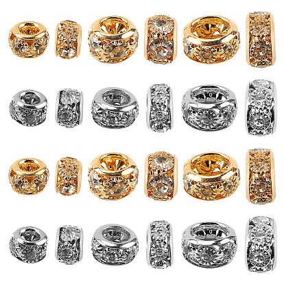 60шт 6 стиль латунная бусина, со стеклом, рондель