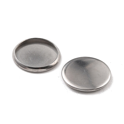 316 Surgical Stainless Steel Cabochon Tray Settings, Plain Edge Bezel Cups, Flat Round