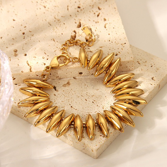 304 браслеты из нержавеющей стали с бусинами для женщин, двухконусные