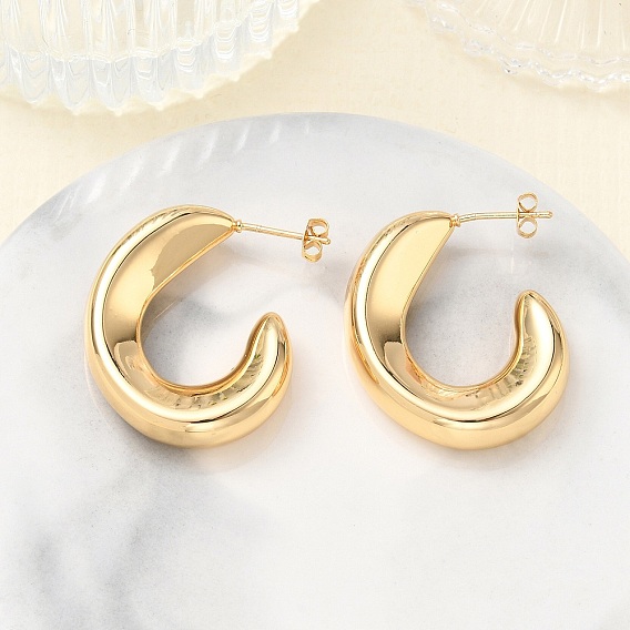 Brass Stud Earrings, Nuggets, Half Hoop Earrings