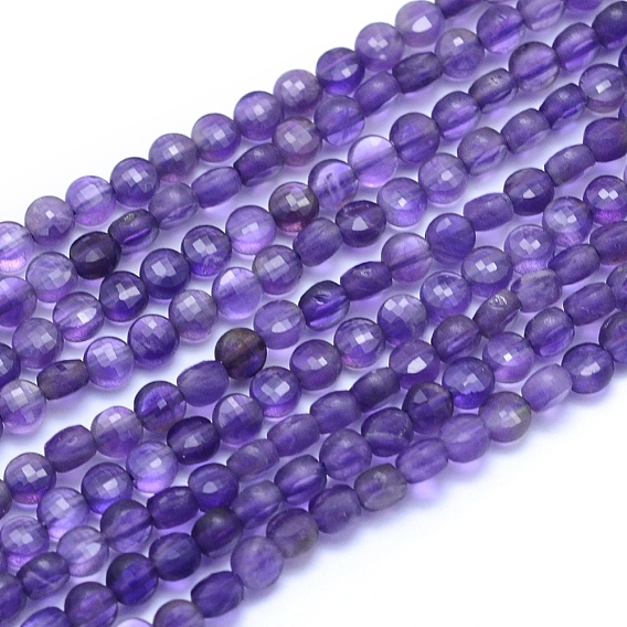 Natürlichen Amethyst Perlen Stränge, facettiert, Flachrund
