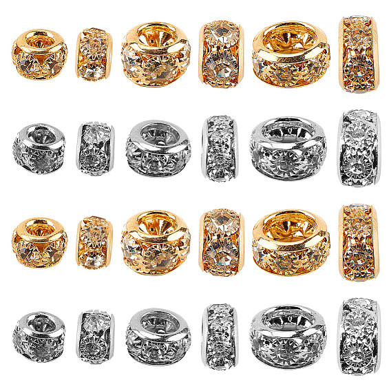 60шт 6 стиль латунная бусина, со стеклом, рондель