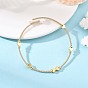 Natural Freshwater Pearl & Brass Heart Open Cuff Bangles for Women, White