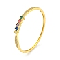 Brass Micro Pave Clear Cubic Zirconia Hinged Bangles, Rhombus Colorful Glass Bangles for Women