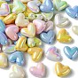 50Pcs UV Plating, Acrylic Beads, Rainbow Plated, Heart