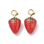 304 Stainless Steel Enamel Pendants, Strawberry Charms