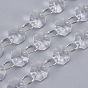 Acrylic Beaded Chains, Unwelded, with Platinum plated Iron Findings, Faceted Octagon