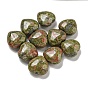 Natural Unakite Beads, Half Drilled, Heart