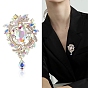 Glass Rhinestone Flower Brooch, Women's Clothes Jewelry, with Alloy Pin