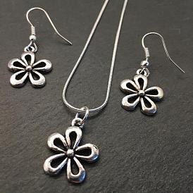 Комплект из цветочного сплава с подвеской и висячими серьгами для женщин