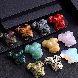 Natural & Synthetic Gemstone Frog Display Decorations, Figurine Home Decoration, Feng Shui Energy Stone Gift for Home Office Desktop Decoration