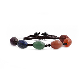 Colorful Elliptical Stone Beaded Bracelet Handmade Weave Jewelry