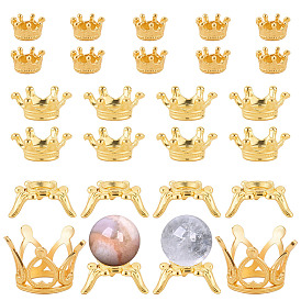 26 pièces 4 styles de présentoirs en alliage de couronne pour pierres précieuses, Boules de cristal, formes mixtes