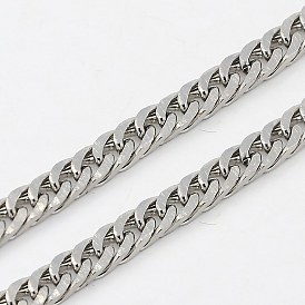 304 Stainless Steel Double Link Chains, Unwelded, Faceted, for Men's Curb Chain Necklace Making, 3x2mm