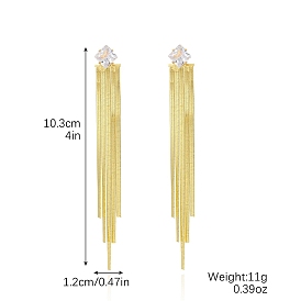 Brass Micro Pave Cubic Zirconia Earrings, Golden