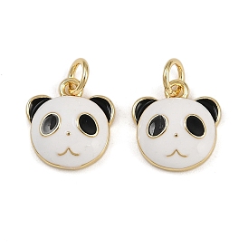 Подвески в форме панды из латуни и эмали, с прыжковых колец, стойки покрытие, без кадмия и без свинца, долговечный, реальный 18 k позолоченный