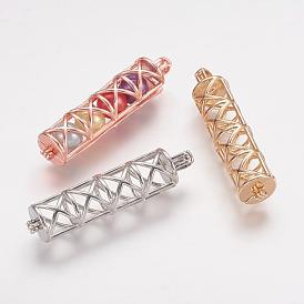 Pendentifs médaillon en laiton, pendentifs cage, crémaillère plaquage, sans cadmium et sans nickel et sans plomb, colonne