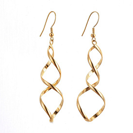 Ion Plating(IP) 304 Stainless Steel Dangle Earrings, Twisted