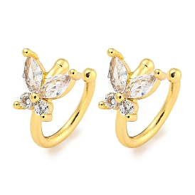 Brass Micro Pave Cubic Zirconia Cuff Earrings, Butterfly