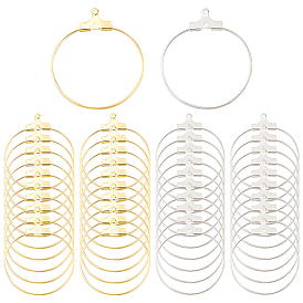 SUPERFINDINGS 120Pcs 2 Colors Iron Wire Wrap 2-Loop Link Pendants, Ring, for Hoop Earrings Making
