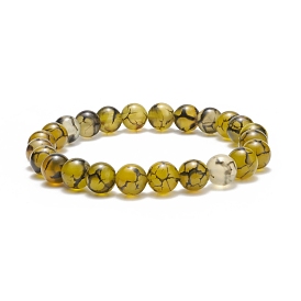 Natural Dragon Veins Agate Round Beaded Stretch Bracelet, Gemstone Jewelry for Women