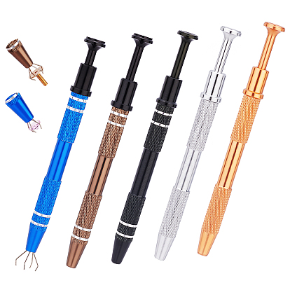 5 шт. 5 цвета железа 4-когтистый захват для сбора мелких деталей, 4 зубчатый захват для мелких предметов, алмазные зажимы, с держателем ручки из алюминиевого сплава, ювелирный инструмент