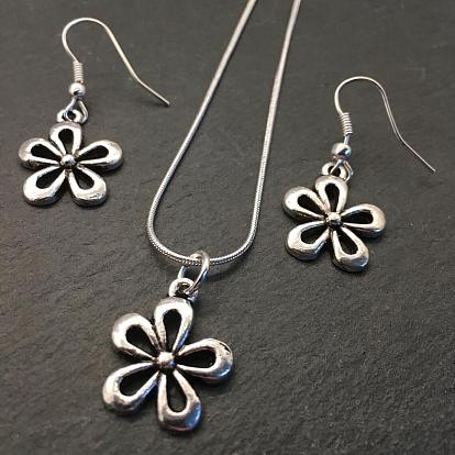 Комплект из цветочного сплава с подвеской и висячими серьгами для женщин