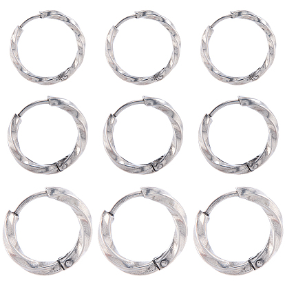 18 шт. 3 стили 316 серьги-кольца из нержавеющей стали