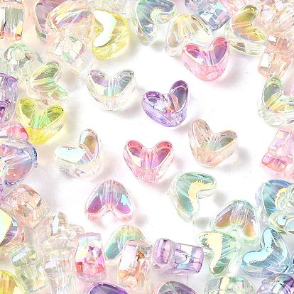 Уф-покрытие прозрачные акриловые бусины, радужный, сердце