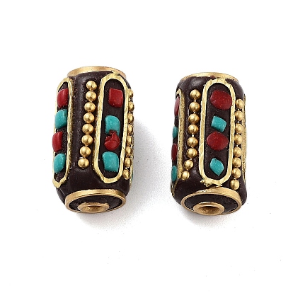 Индонезийские бусины ручной работы, латуни и смолы, колонка