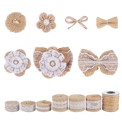 Nbeads accessoires de costume de chanvre imitation faits à la main avec perle d'imitation, fleur