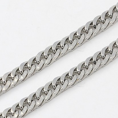 304 de acero inoxidable cadenas de doble enlace, sin soldar, facetados, para frenar la cadena de toma de collar de los hombres, 3x2 mm