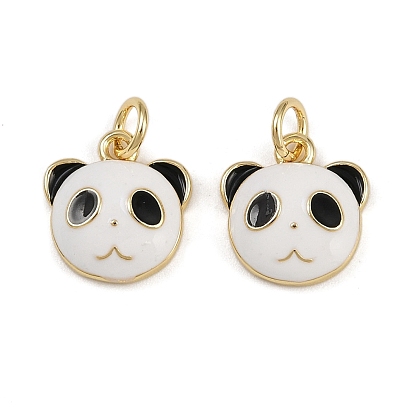 Подвески в форме панды из латуни и эмали, с прыжковых колец, стойки покрытие, без кадмия и без свинца, долговечный, реальный 18 k позолоченный