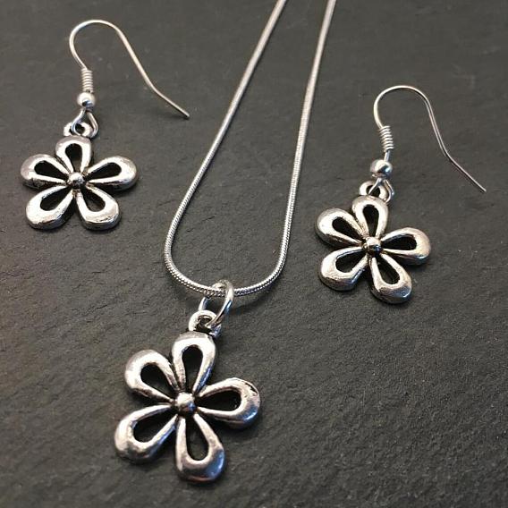 Комплект из цветочного сплава с подвеской и висячими серьгами для женщин