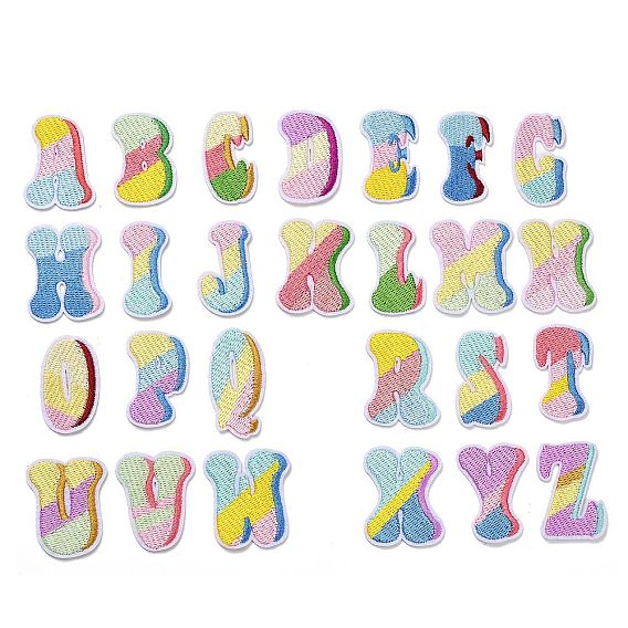 Буква a~z вышивается нитками на ткани/пришивается на заплатки, термоклей, аппликации из ткани