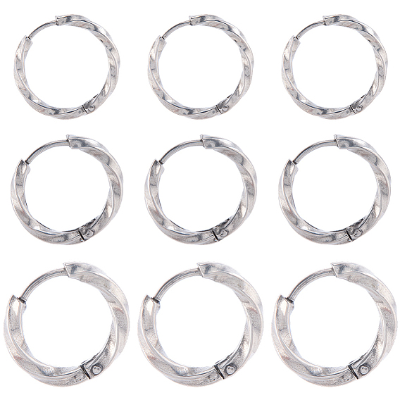 18 шт. 3 стили 316 серьги-кольца из нержавеющей стали