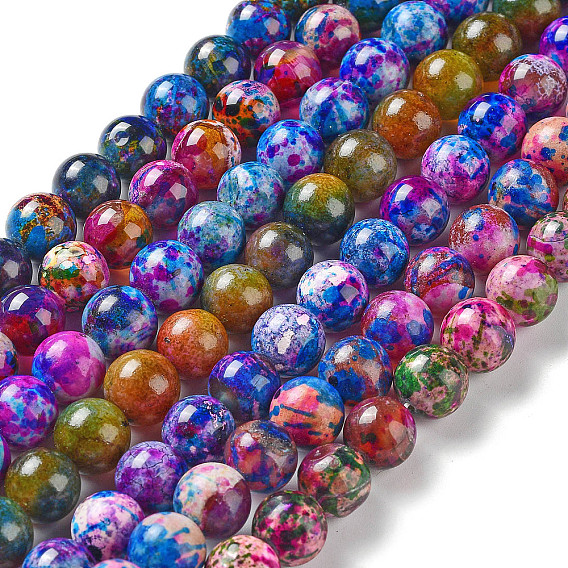 Природный агат бисер нитей, окрашенная и подогревом, круглые