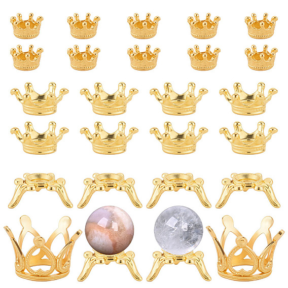 26 pièces 4 styles de présentoirs en alliage de couronne pour pierres précieuses, Boules de cristal, formes mixtes