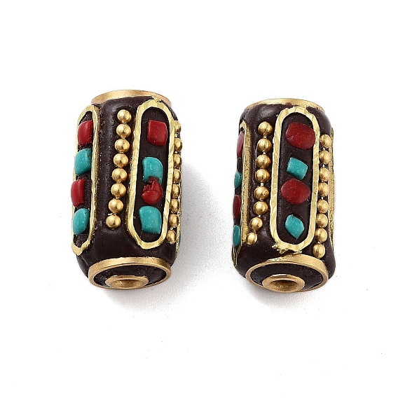 Индонезийские бусины ручной работы, латуни и смолы, колонка