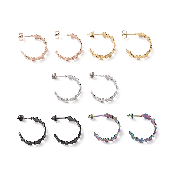 304 серьги-гвоздики из нержавеющей стали в виде цветов, полукруглые серьги для женщин