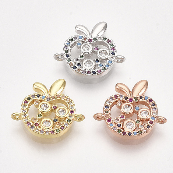 Brass Micro Pave Cubic Zirconia Links, Apple