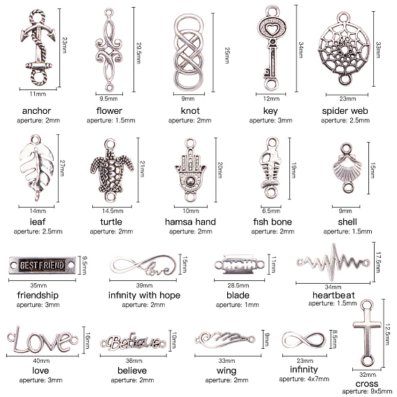 Tibetan Style Alloy Links/Connectors, Mixed Shape