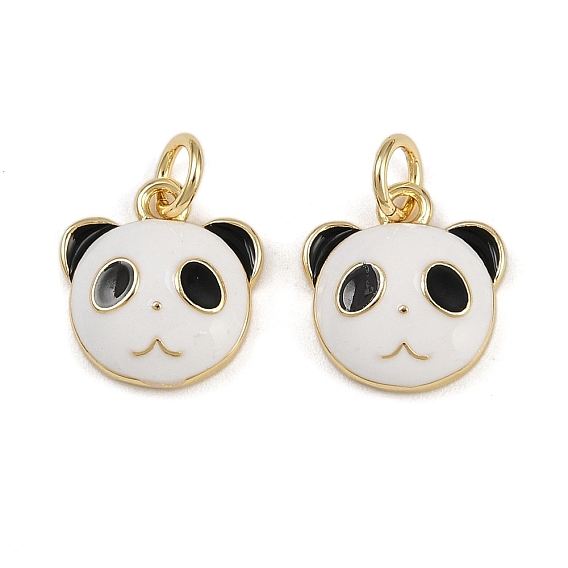 Подвески в форме панды из латуни и эмали, с прыжковых колец, стойки покрытие, без кадмия и без свинца, долговечный, реальный 18 k позолоченный